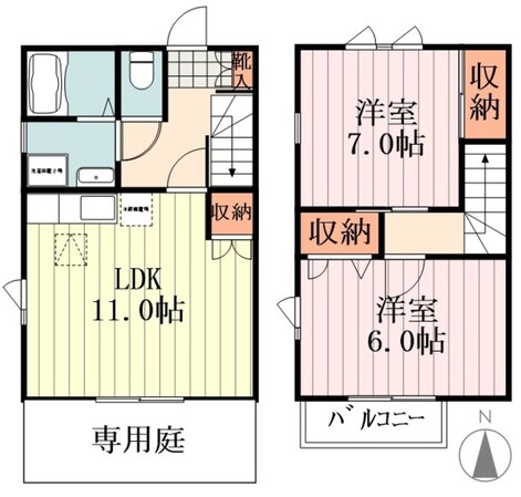 グランメール昭島Eの物件間取画像